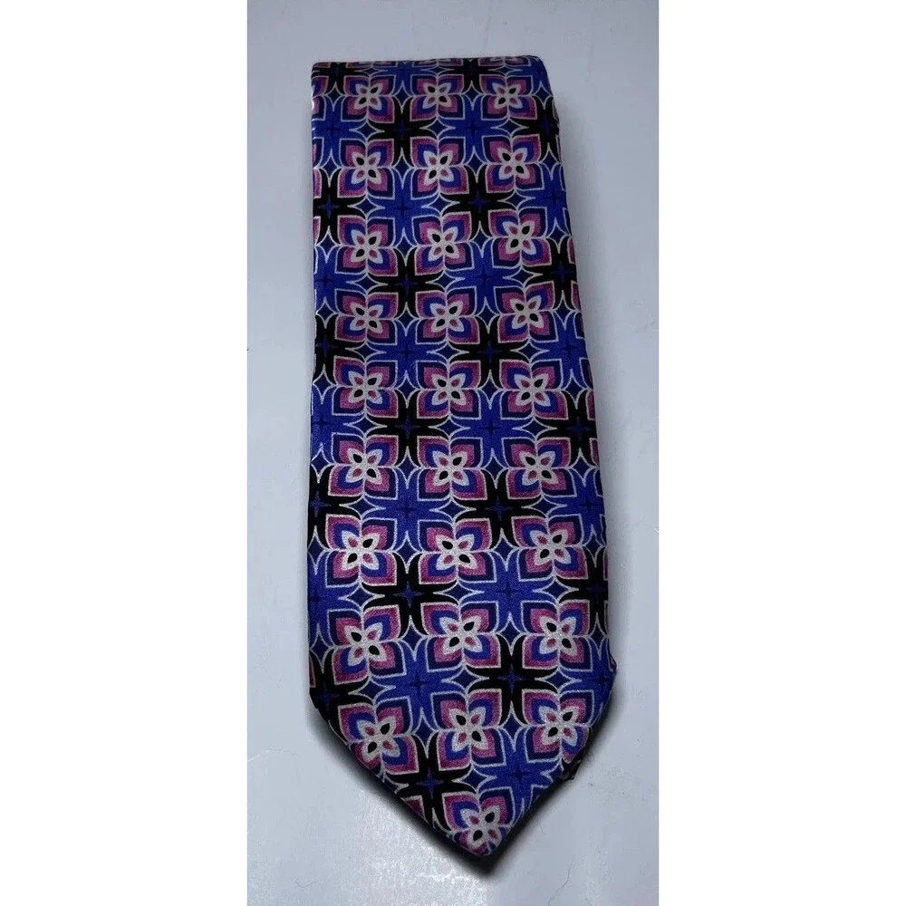 Murano Tie Men's 3 inch Blue Pink Floral Classic Pointed 100% Silk USA
